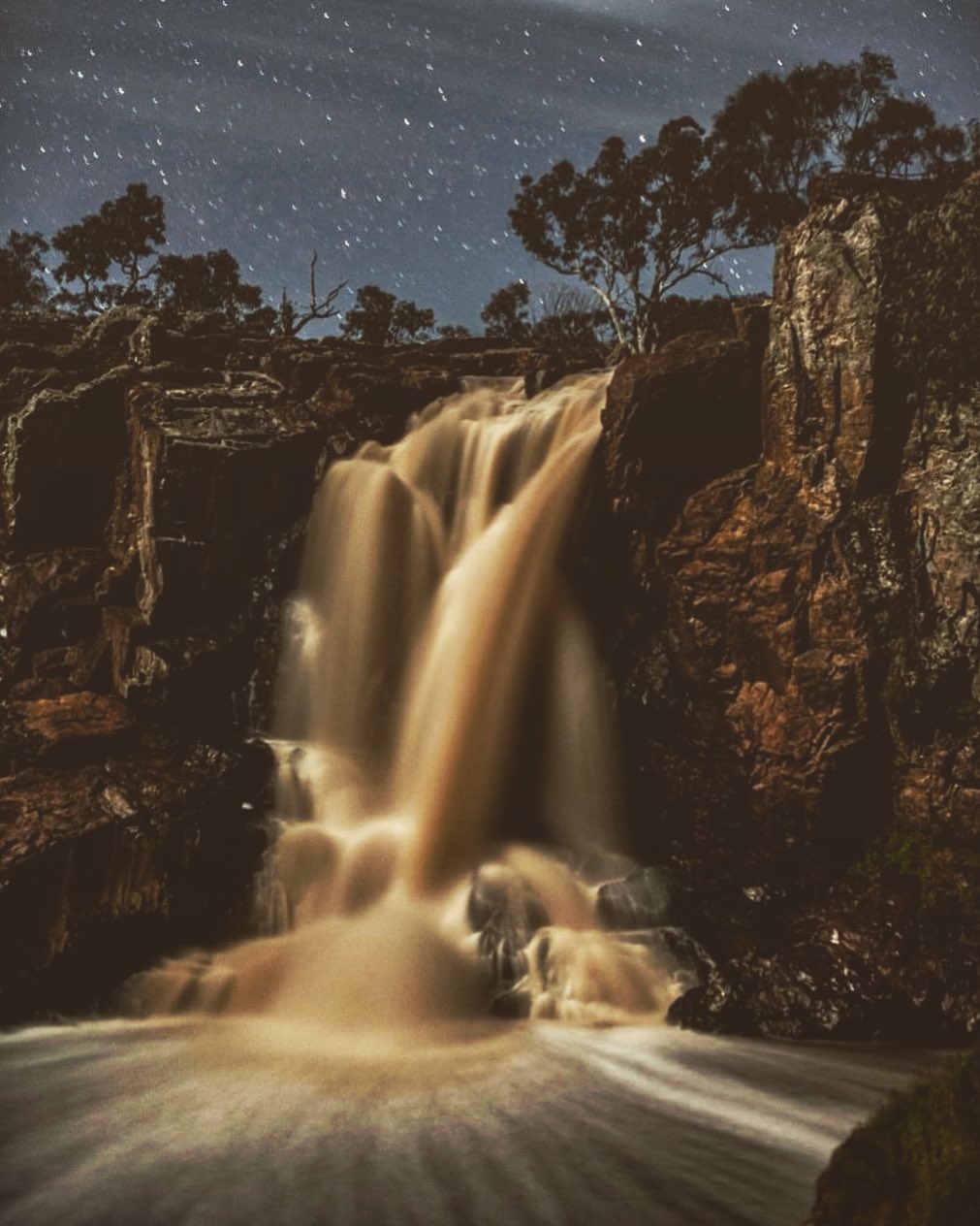 Nigretta Falls at night by @ockert_le_rouxvia IG